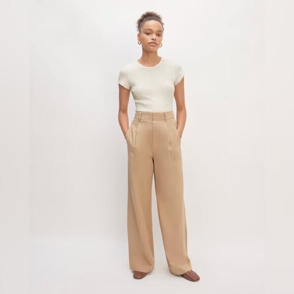 Everlane Pants - The Draper Pleated Pant in Buttersmooth Ash Brown NWT Everlane